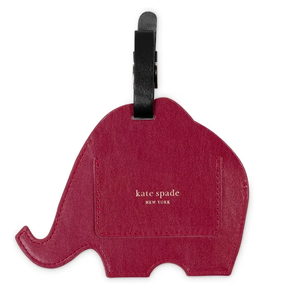 New Kate Spade Pink Leather Elephant Luggage Tag